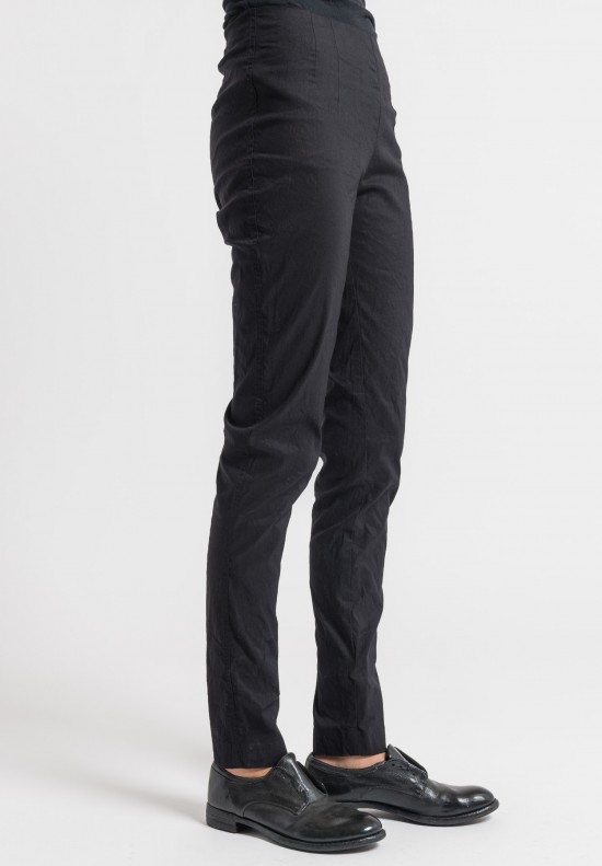 Rundholz Linen/Cotton Stretch Skinny Pants in Black	
