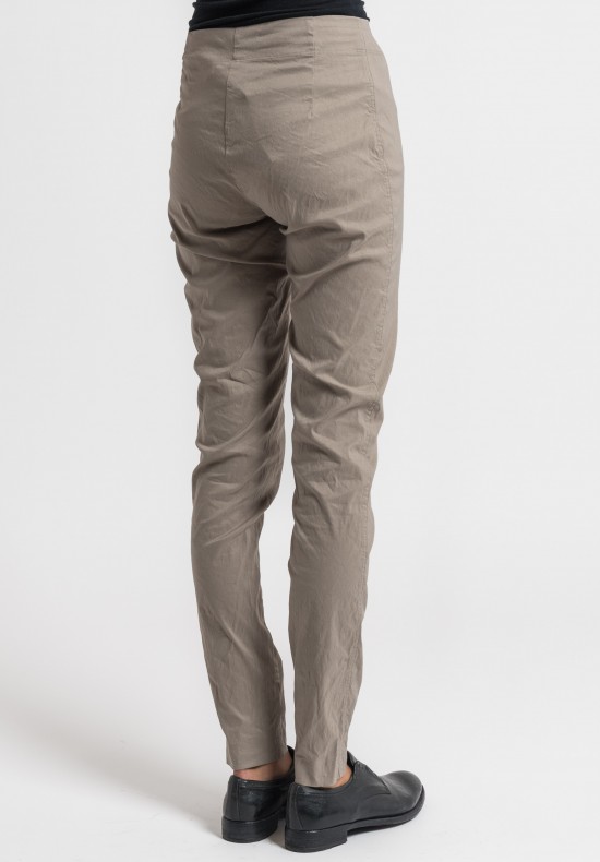 Rundholz Linen/Cotton Stretch Skinny Pants in Desert	