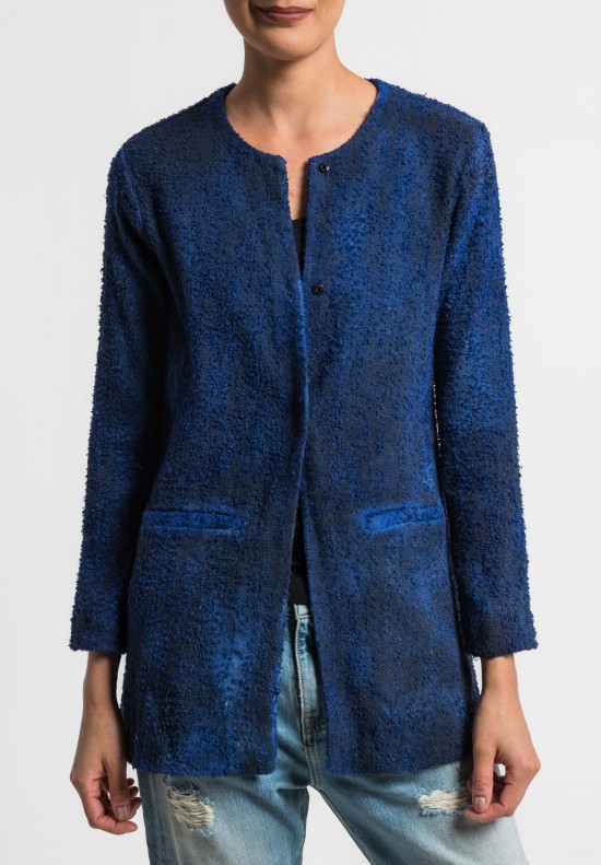 Avant Toi Linen/Cotton Boucle Collarless Jacket in China	