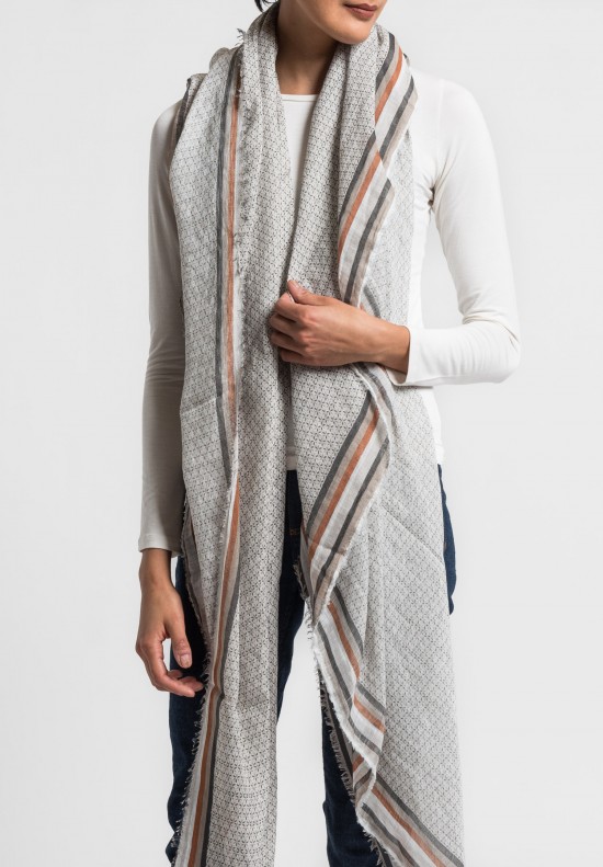 Som Les Dues Modal/Linen Classic Printed Scarf in Cream	