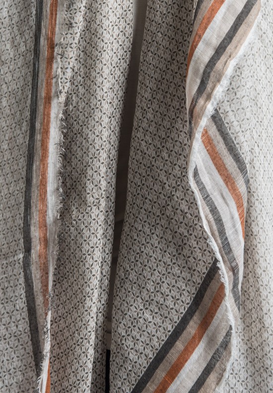 Som Les Dues Modal/Linen Classic Printed Scarf in Cream	