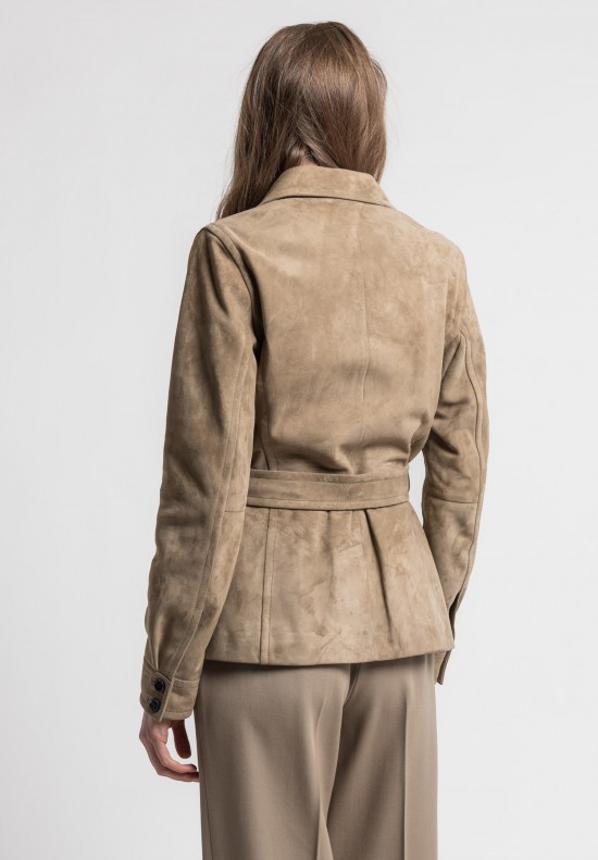 Pauw Belted Suede Jacket in Sand	