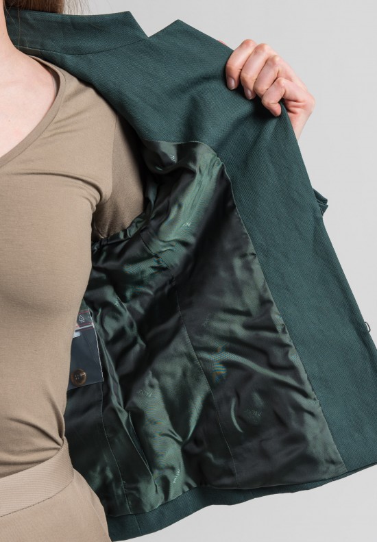 Pauw Linen/Cotton Tailored Blazer in Dark Emerald	