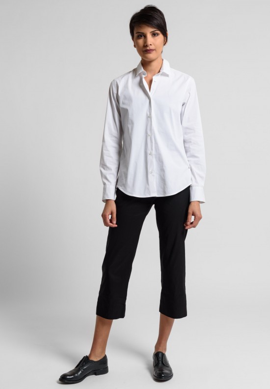 Peter O. Mahler Lightweight Stretch Linen Cropped Pants in Black	