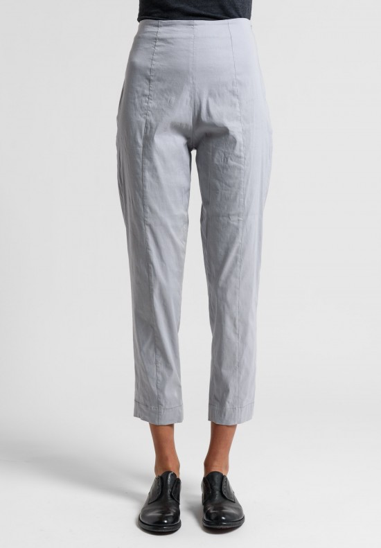 Peter O. Mahler Fitted Stretch Linen Cropped Pants in Metal	