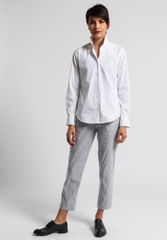 Peter O. Mahler Fitted Stretch Linen Cropped Pants in Metal	