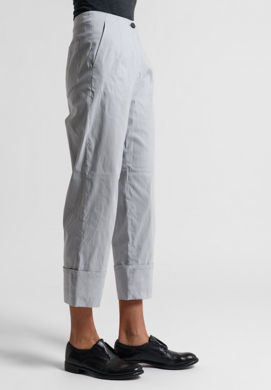 Peter O. Mahler Stretch Linen Cuffed Cropped Pants in Metal	