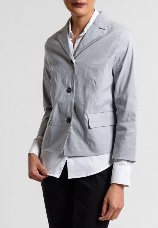 Peter O. Mahler 2-Layered Stretch Linen Short Jacket in Metal	
