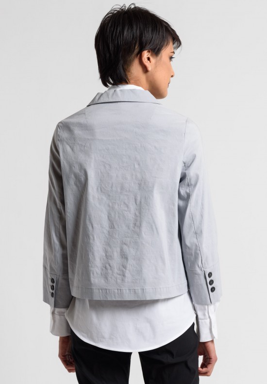 Peter O. Mahler 2-Layered Stretch Linen Short Jacket in Metal	