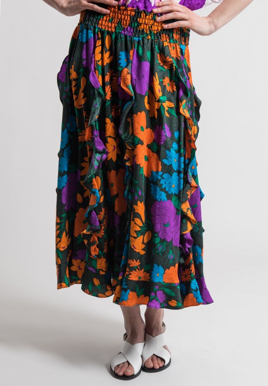 Warm Silk Jacquard Jungle Skirt in Jungle	
