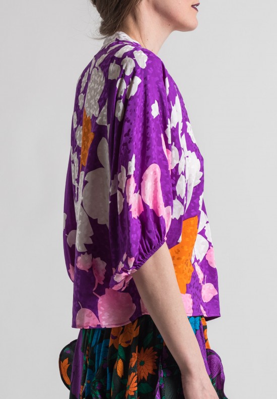 Warm Silk Jacquard Waimea Top in Purple	