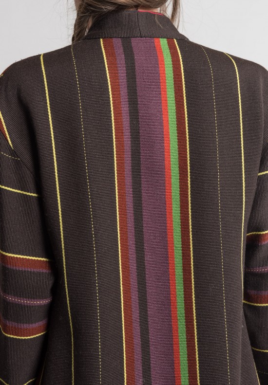 Etro Runway Wool Stripe Kimono Jacket in Brown	