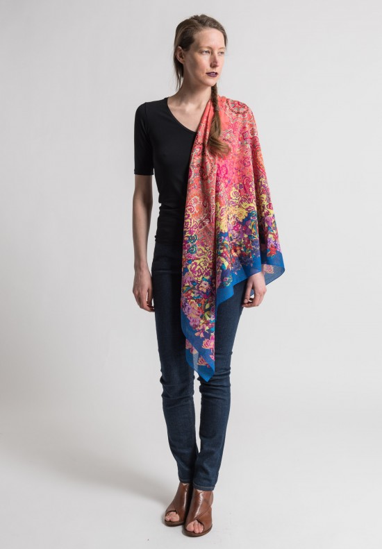 Etro Floral Scarf in Pink/Blue	