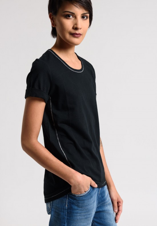 Paychi Guh Linen/Cotton Relaxed Baby Tee in Black	