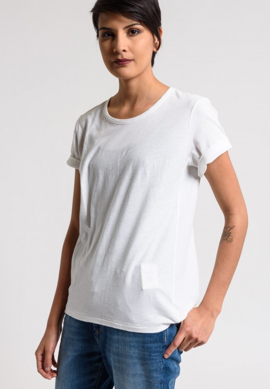 Paychi Guh Linen/Cotton Relaxed Baby Tee in White	