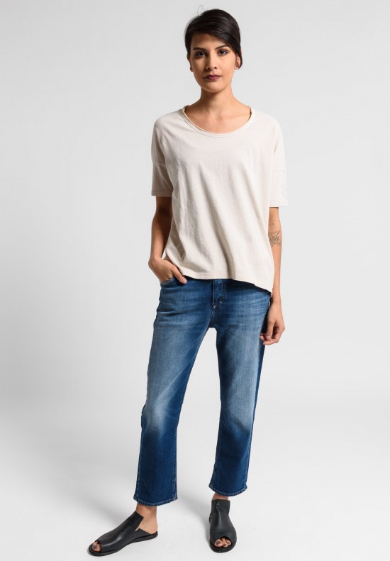 Paychi Guh Linen/Cotton Relaxed Boxy Tee in Nude	