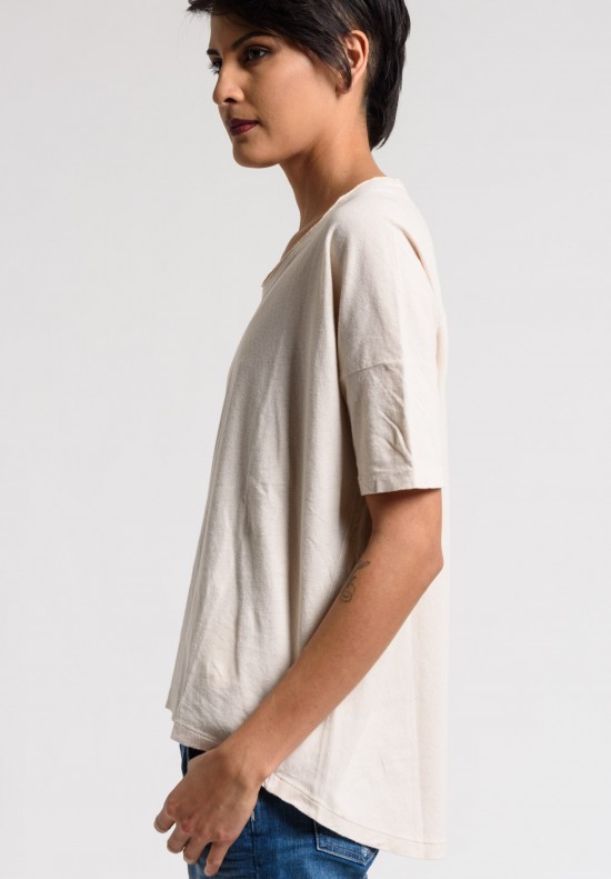 Paychi Guh Linen/Cotton Relaxed Boxy Tee in Nude	