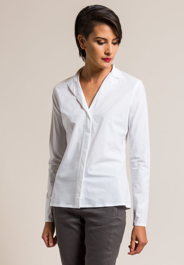 Lareida Cotton Stand Collar Catharina Shirt in White