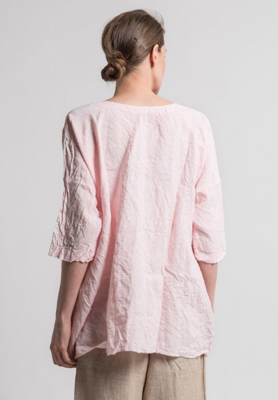 Daniela Gregis Washed Linen Oversized Top in Pink	