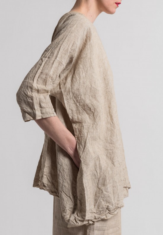 Daniela Gregis Washed Linen Oversized Top in Natural	