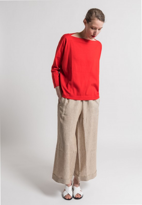 Daniela Gregis Cotton Boatneck Sweater in Red	