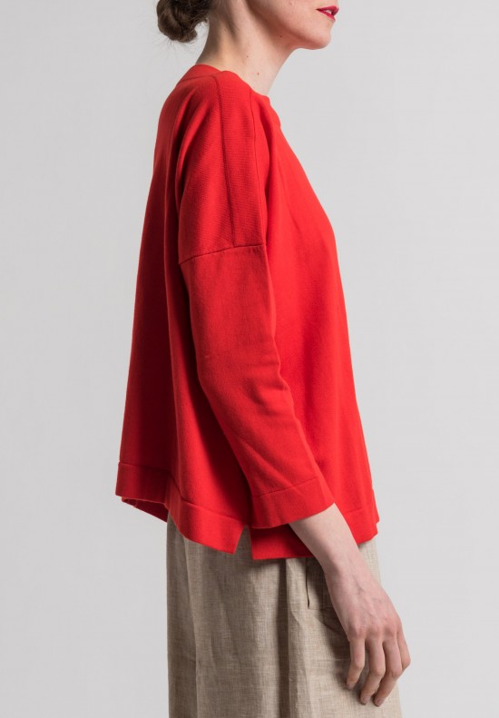 Daniela Gregis Cotton Boatneck Sweater in Red	