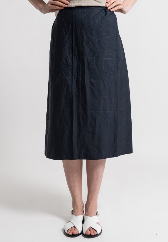 Daniela Gregis Washed Cotton Skirt in Navy Blue	