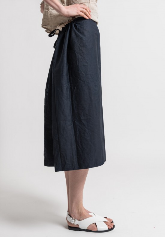 Daniela Gregis Washed Cotton Skirt in Navy Blue	