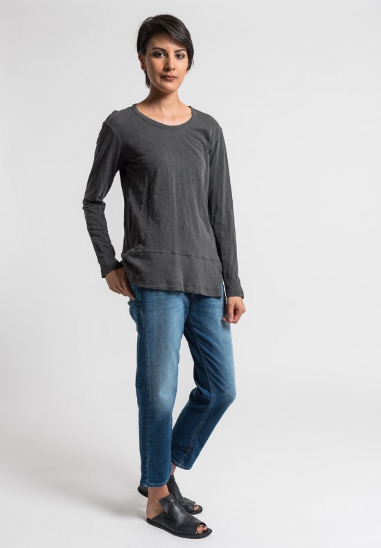 Wilt Slouchy Slit Long Sleeve Tee in Charcoal	