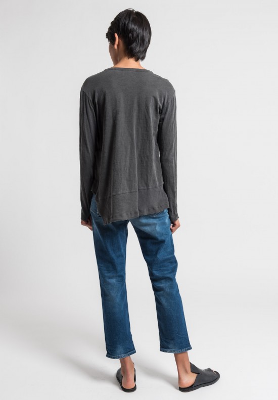 Wilt Slouchy Slit Long Sleeve Tee in Charcoal	