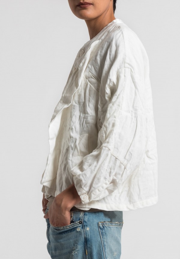 Umit Unal Linen Dolman Sleeve Jacket in Off White	
