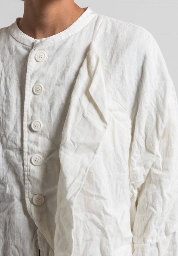 Umit Unal Linen Dolman Sleeve Jacket in Off White	