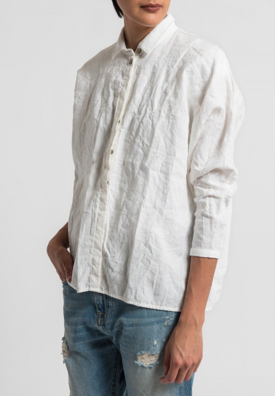 Umit Unal Linen Oversize Shirt in Off White	