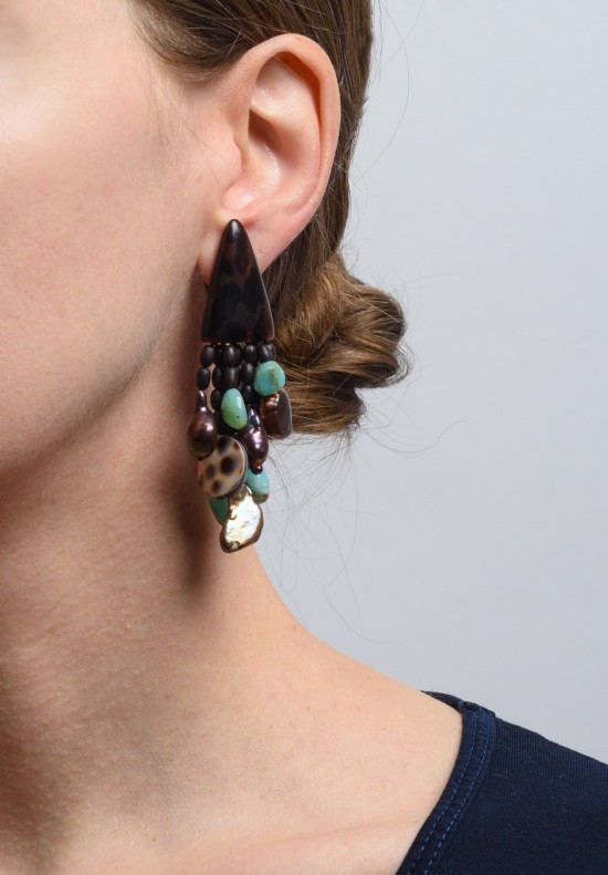 Monies UNIQUE Pearl, Horn, Opal, & Shell Earrings	