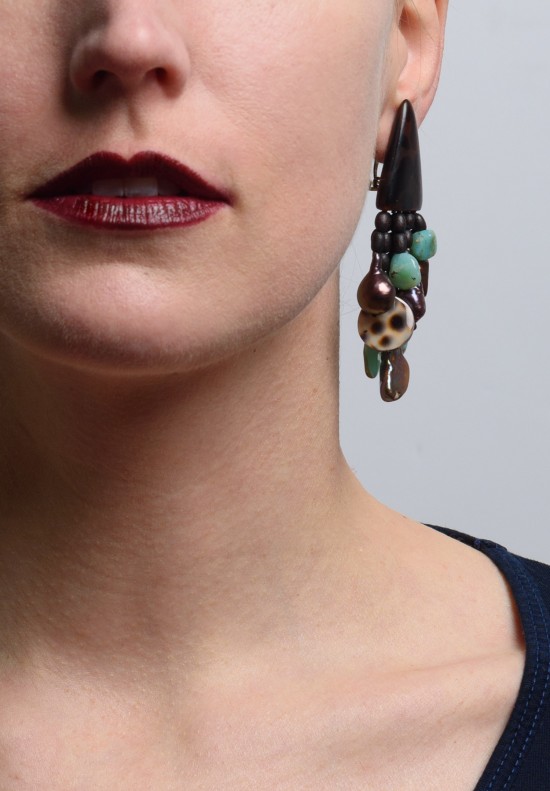 Monies UNIQUE Pearl, Horn, Opal, & Shell Earrings	