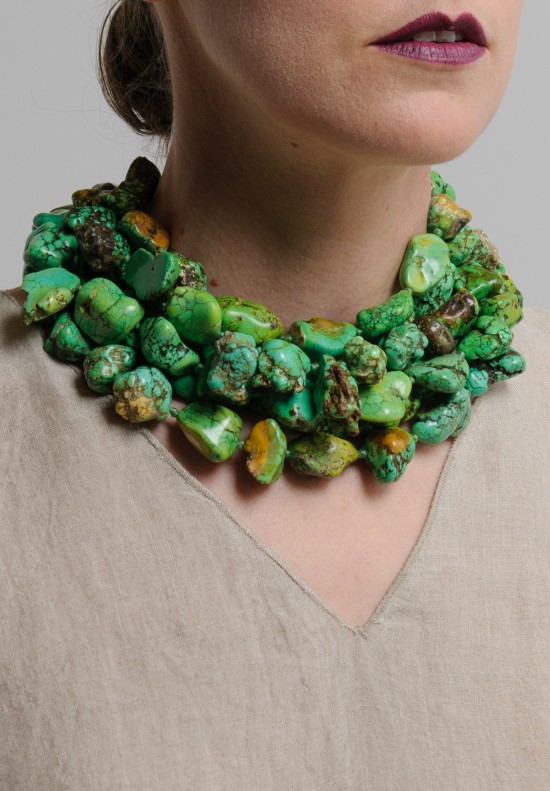 Monies UNIQUE Rough Turquoise Bead Necklace	