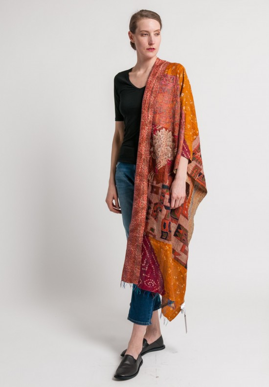 	Mieko Mintz Vintage Silk Scarf in Orange/Rust