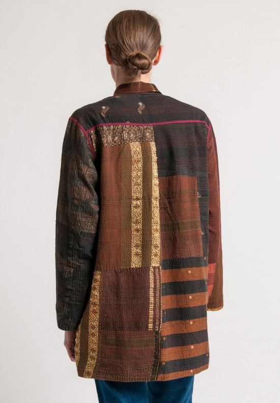 	Mieko Mintz 2-Layer Brocade Patch Shirt Jacket in Brown