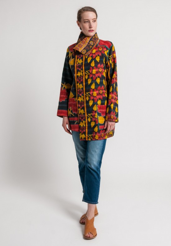 Mieko Mintz 4-Layer Vintage Cotton Pocket Jacket in Navy/Marigold
