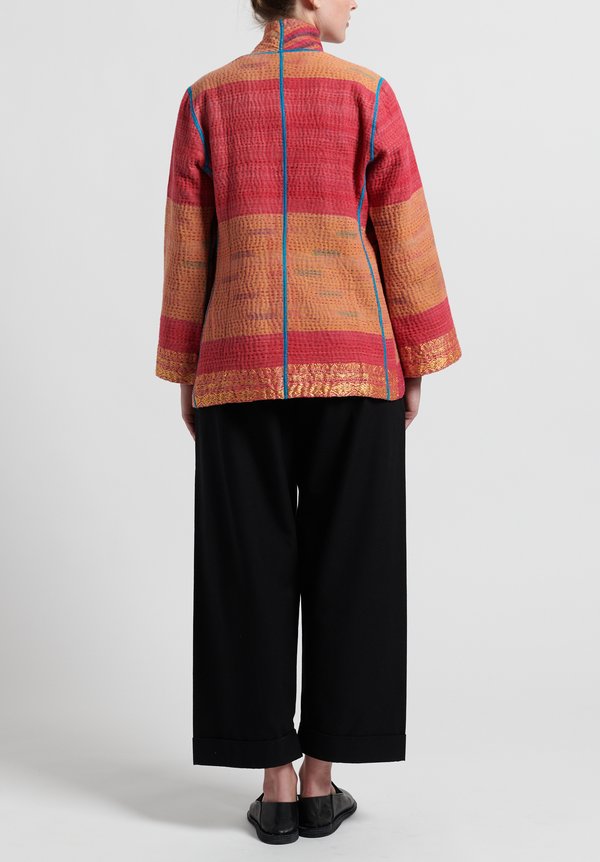 Mieko Mintz 4-Layer Vintage Cotton Short Jacket in Orange/Red	