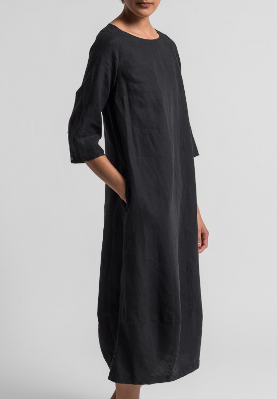 Oska Linen Tuyet Dress in Black