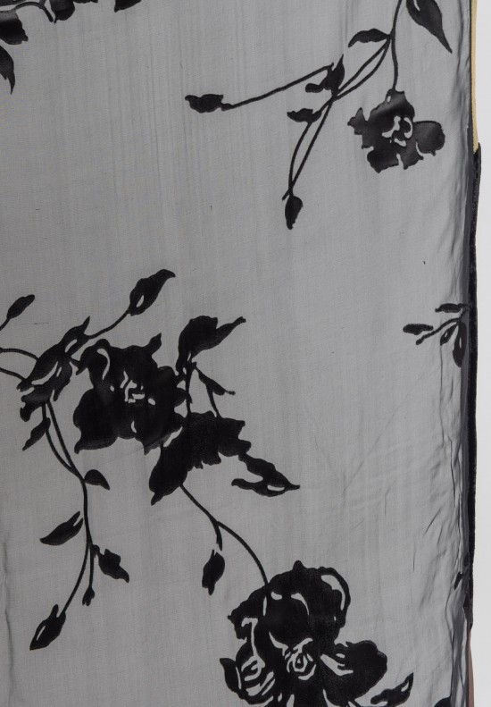 Sophie Hong Sheer Silk Floral Scarf in Black	
