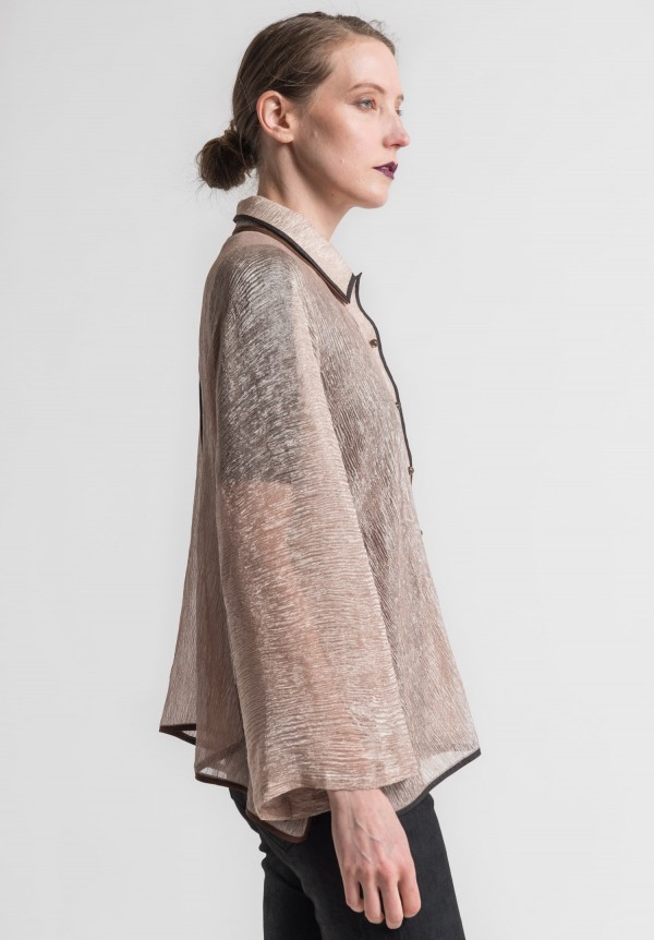 Sophie Hong Sheer Textured Silk Jacket in Rose Gold	