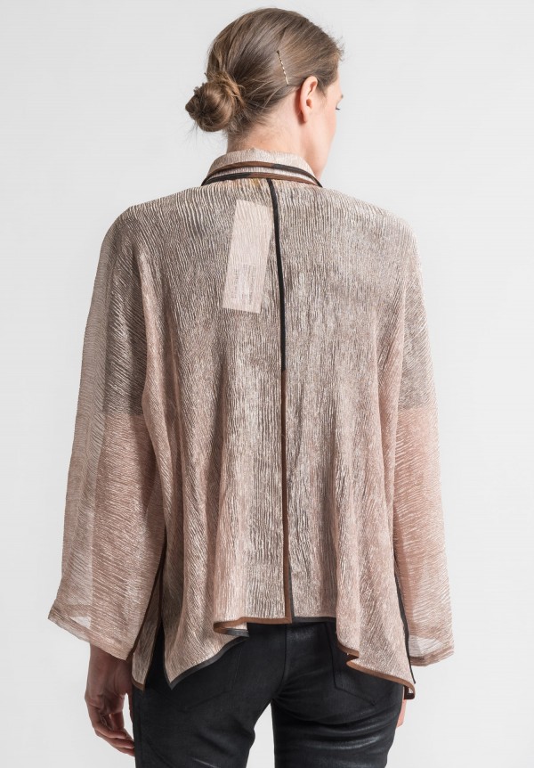 Sophie Hong Sheer Textured Silk Jacket in Rose Gold	