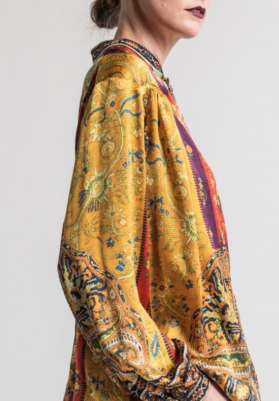 Etro Runway Silk Saffron Top in Marigold	
