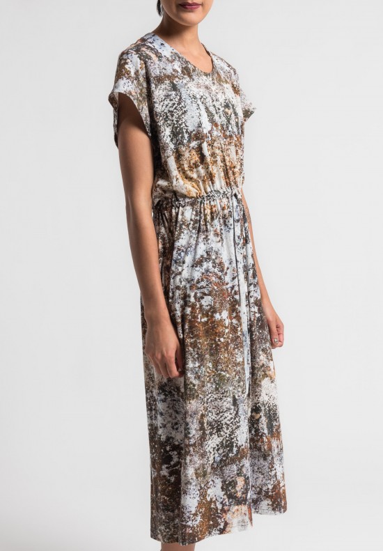 Anntian Cotton Jersey Long Dress in Brown/White	