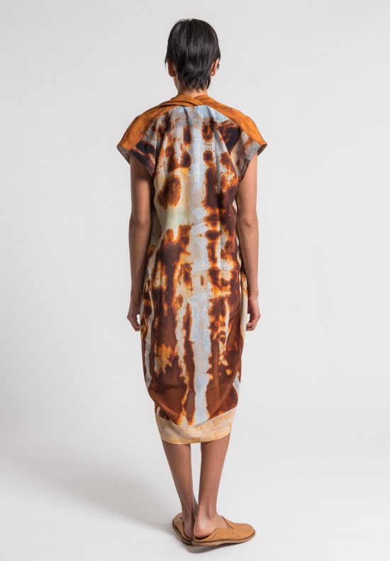 Anntian Silk V-Neck Dress in Rust	