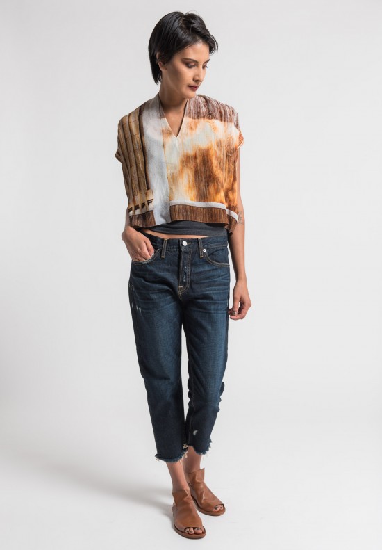 Anntian Silk Cropped Top in Rust	
