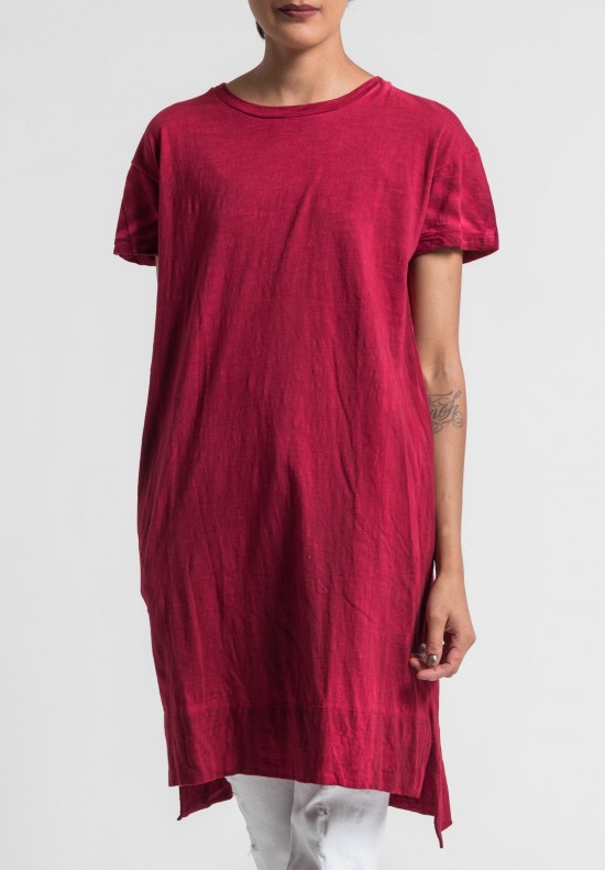 Gilda Midani Solid Dyed Cotton Japa Tunic Dress in Blood	