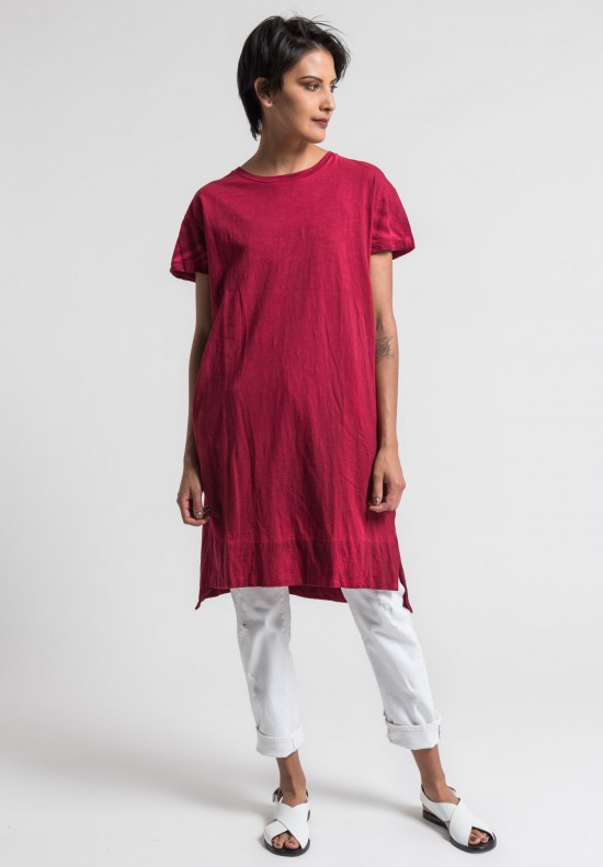 Gilda Midani Solid Dyed Cotton Japa Tunic Dress in Blood	